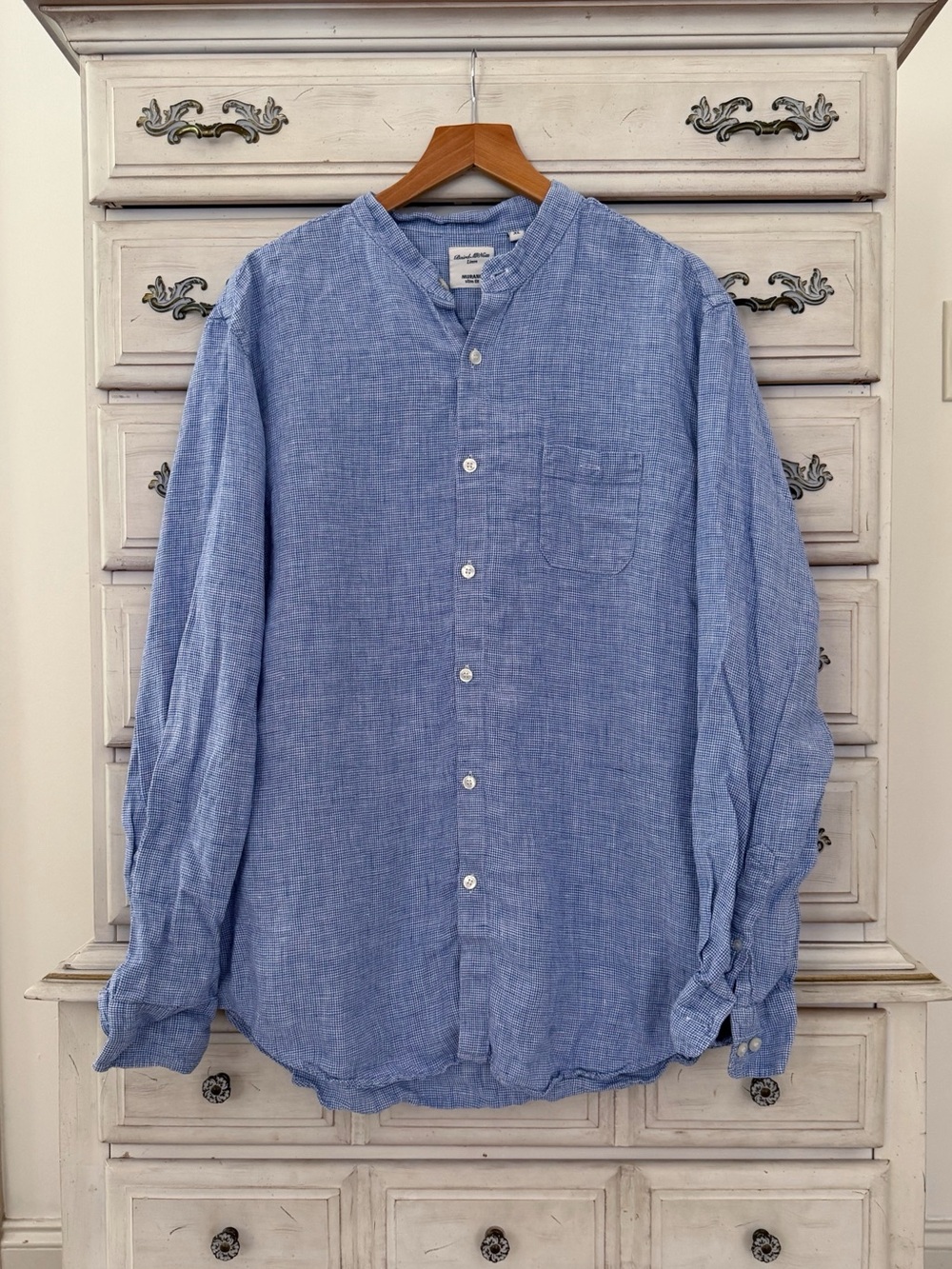 Baird McNutt Blue Linen Murano Button Shirt